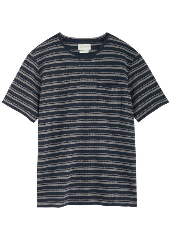Photo: Oliver Spencer Oli's Striped Waffle-knit T-shirt Navy
