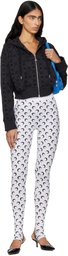 Marine Serre Black Moonogram Flocked Fleece Cropped Zipped Hoodie
