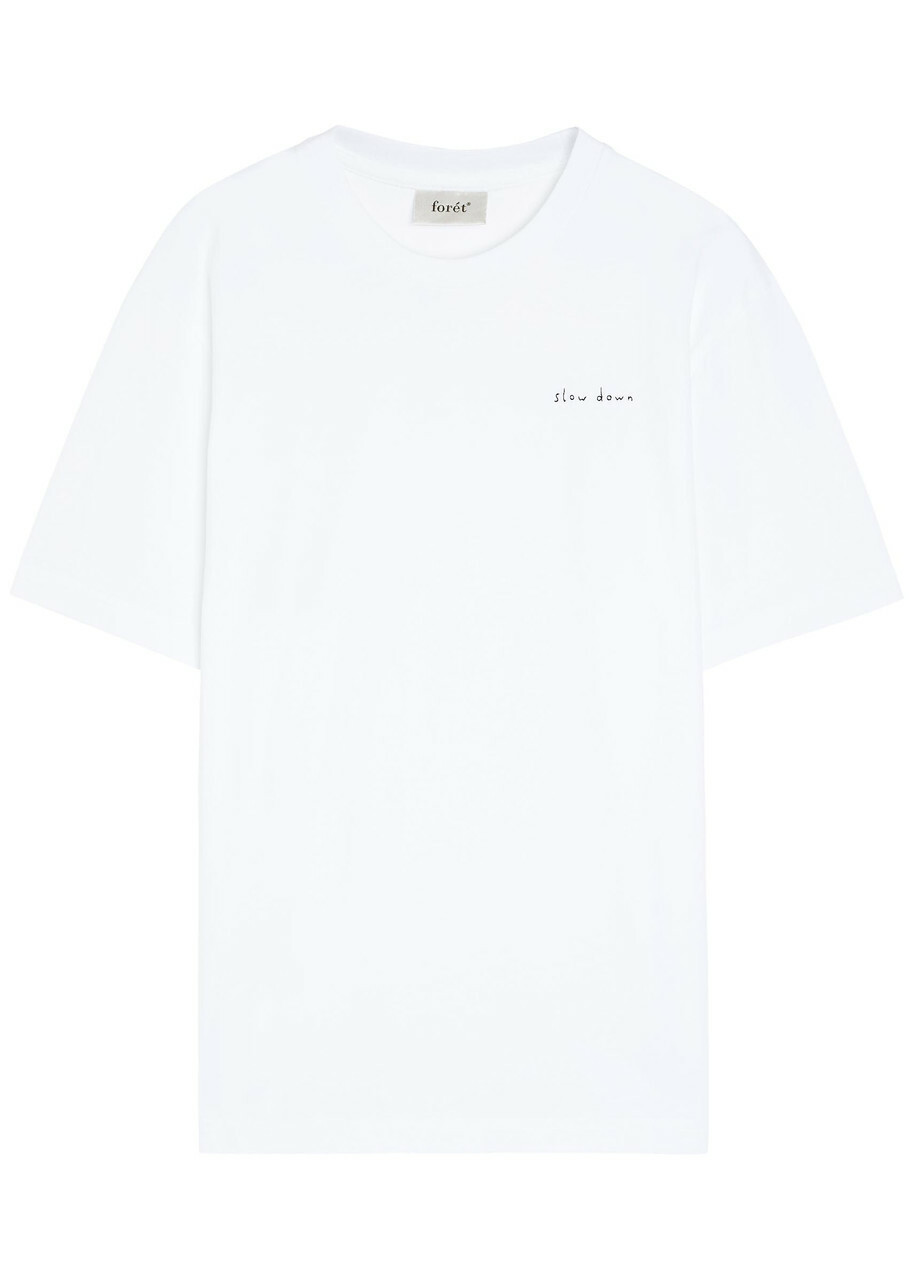 Forét Embroidered Cotton T-shirt White