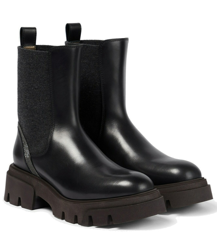 Photo: Brunello Cucinelli Embellished leather Chelsea boots