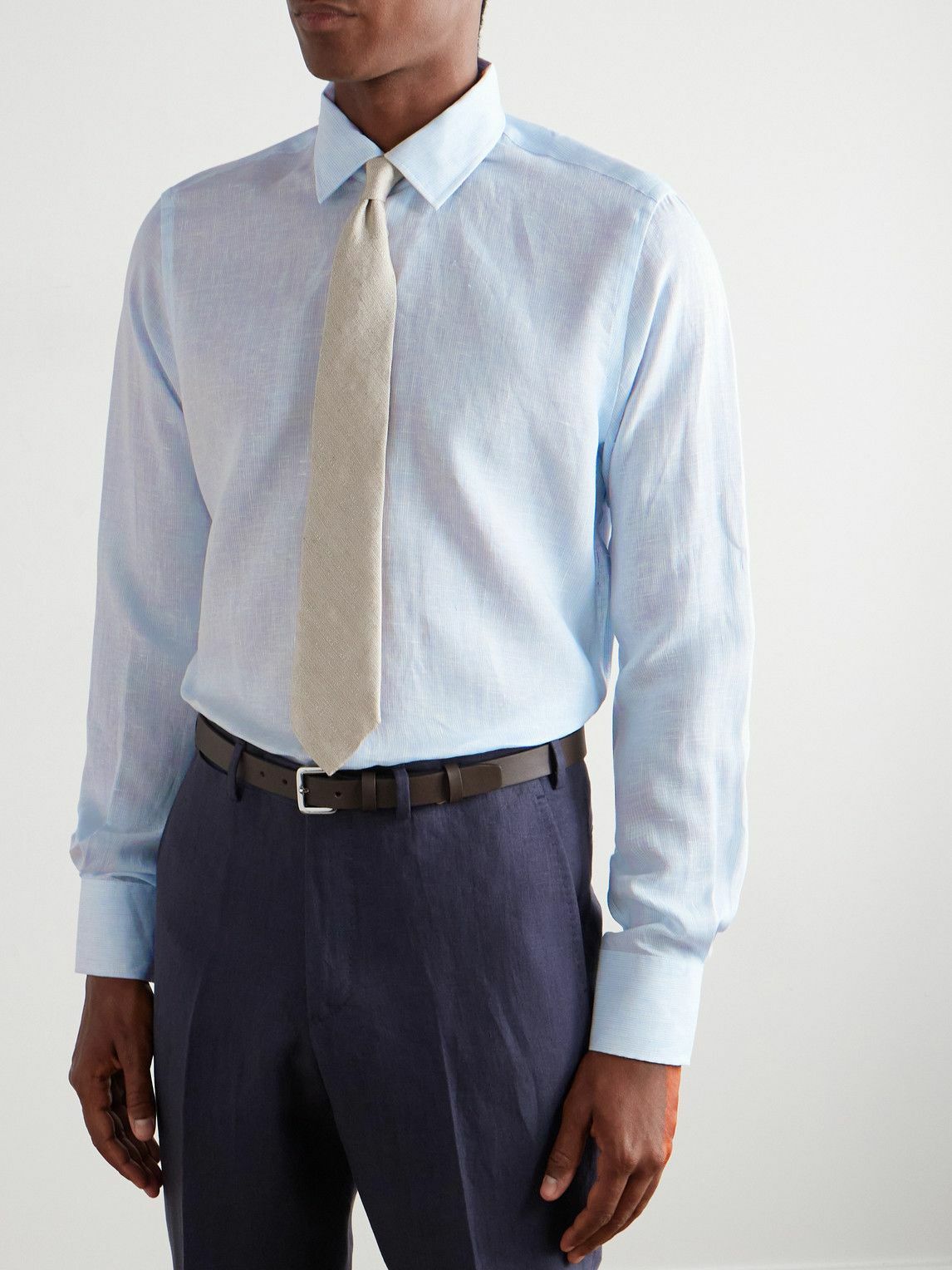 Richard James - Slim-Fit Striped Linen Shirt - Blue