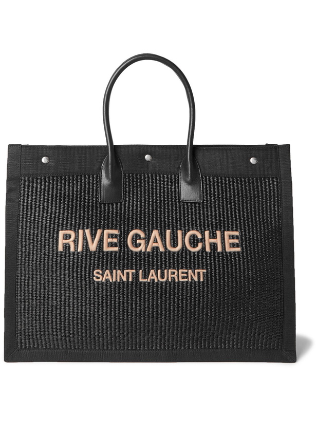 Photo: SAINT LAURENT - Large Logo-Embroidered Leather-Trimmed Canvas Tote Bag - Neutrals