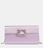 Roger Vivier Flower Strass satin clutch