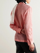 Séfr - Jagou Crinkled-Cotton and Silk-Blend Gauze-Jacquard Shirt - Pink