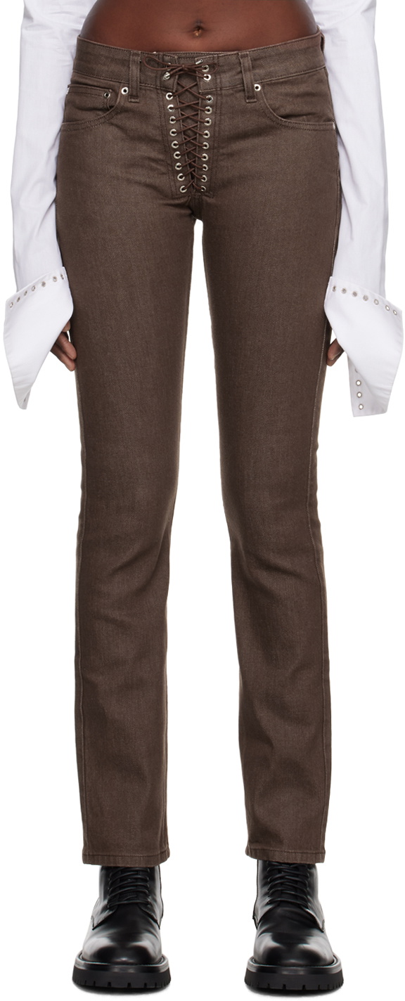 Ludovic de Saint Sernin Brown Lace-Up Jeans