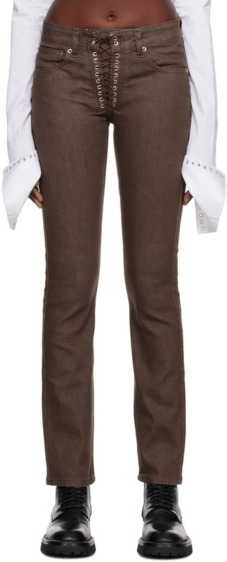 Photo: Ludovic de Saint Sernin Brown Lace-Up Jeans