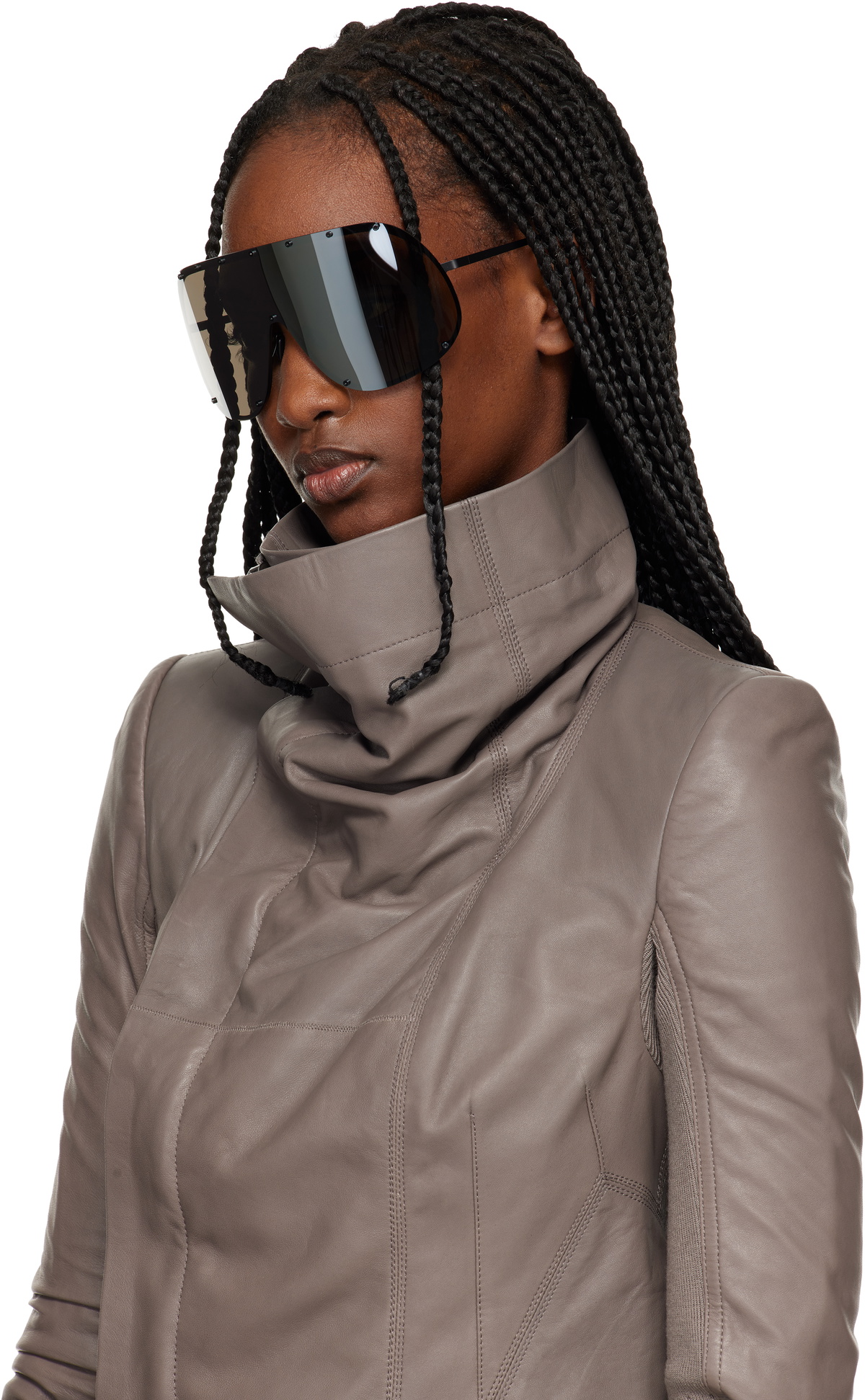 Rick Owens Black Temple Mask Sunglasses