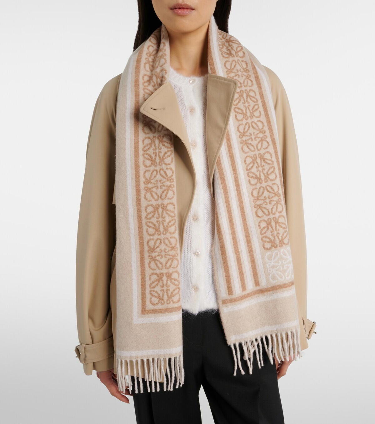 Loewe Anagram wool and cashmere scarf