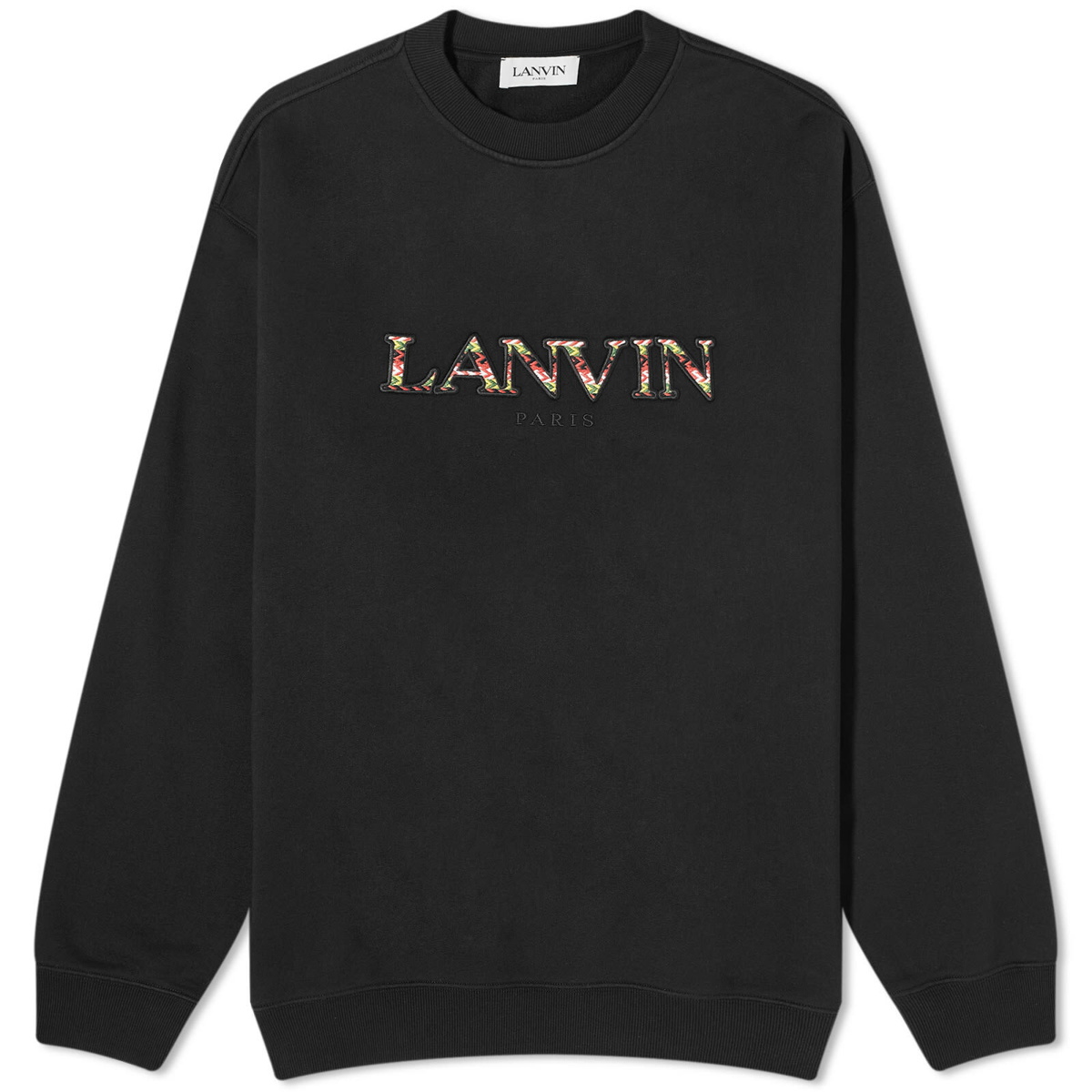 Photo: Lanvin Men's Curb Embroidered Crew Sweat in Black