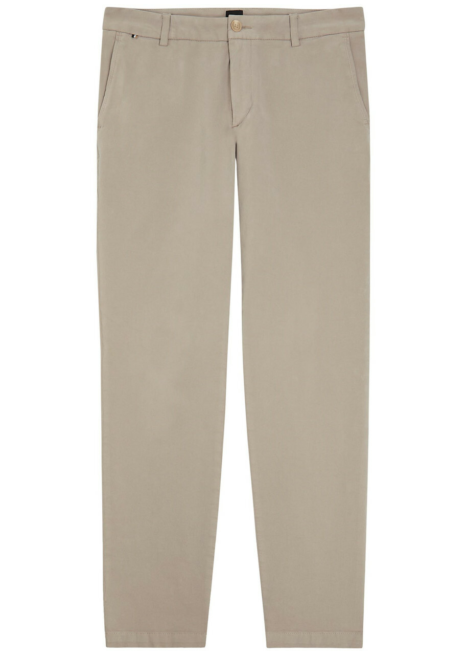 Boss Kane Tapered-leg Stretch-cotton Chino Trousers Beige