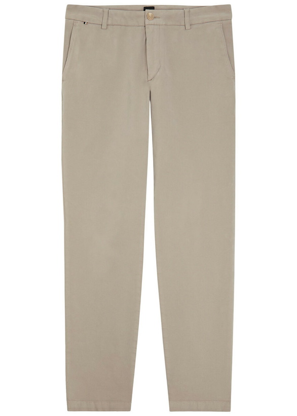 Photo: Boss Kane Tapered-leg Stretch-cotton Chino Trousers Beige