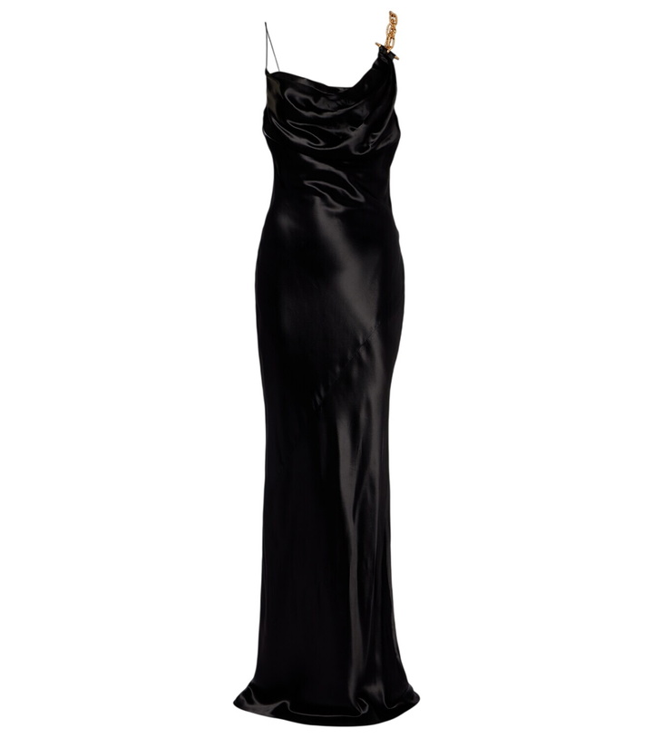 Photo: Balmain Chain-detail draped satin gown
