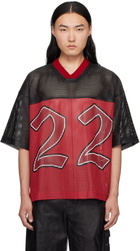 AMIRI Black & Red 'AMIRI 22' Oversized Jersey Leather T-shirt