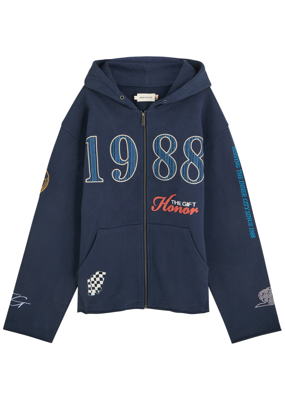 Honor The Gift 1988 Embroidered Hooded Cotton Sweatshirt Navy