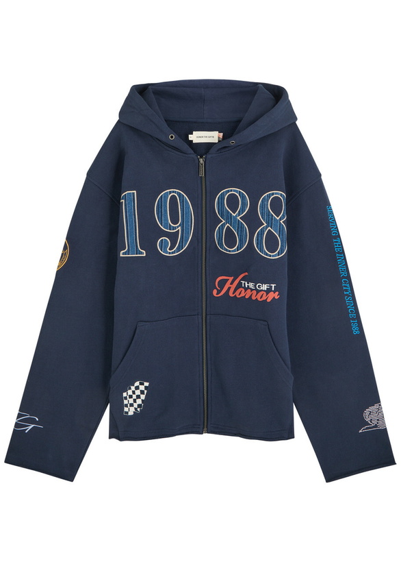 Photo: Honor The Gift 1988 Embroidered Hooded Cotton Sweatshirt Navy