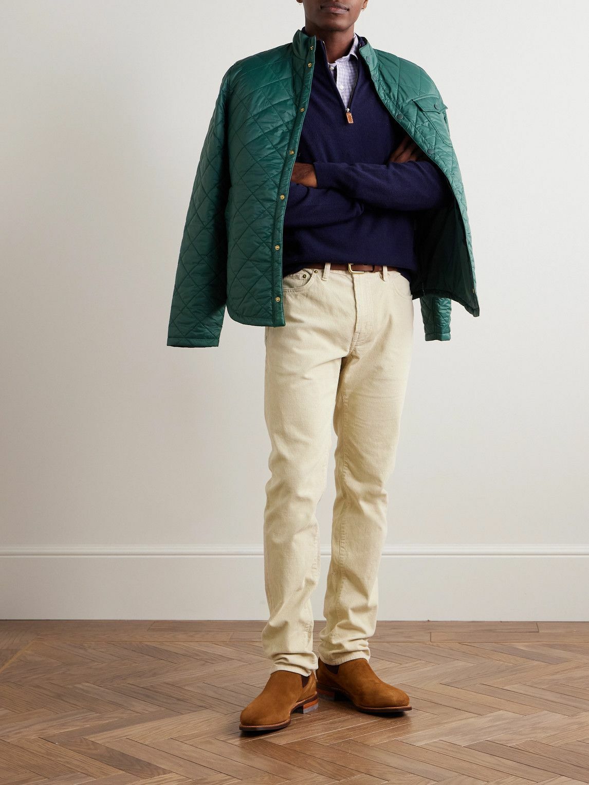 Sid Mashburn - Slim-Fit Straight-Leg Garment-Dyed Cotton-Corduroy Trousers - Neutrals