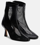 Souliers Martinez Fira leather-trimmed fishnet ankle boots