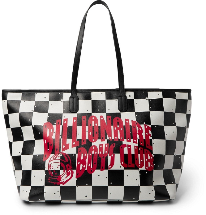 Photo: Billionaire Boys Club - Logo-Print Checkerboard Leather Tote Bag - White