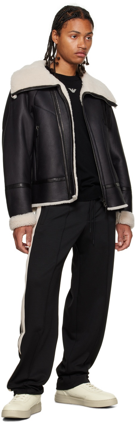 Emporio Armani Black Zip Leather Jacket
