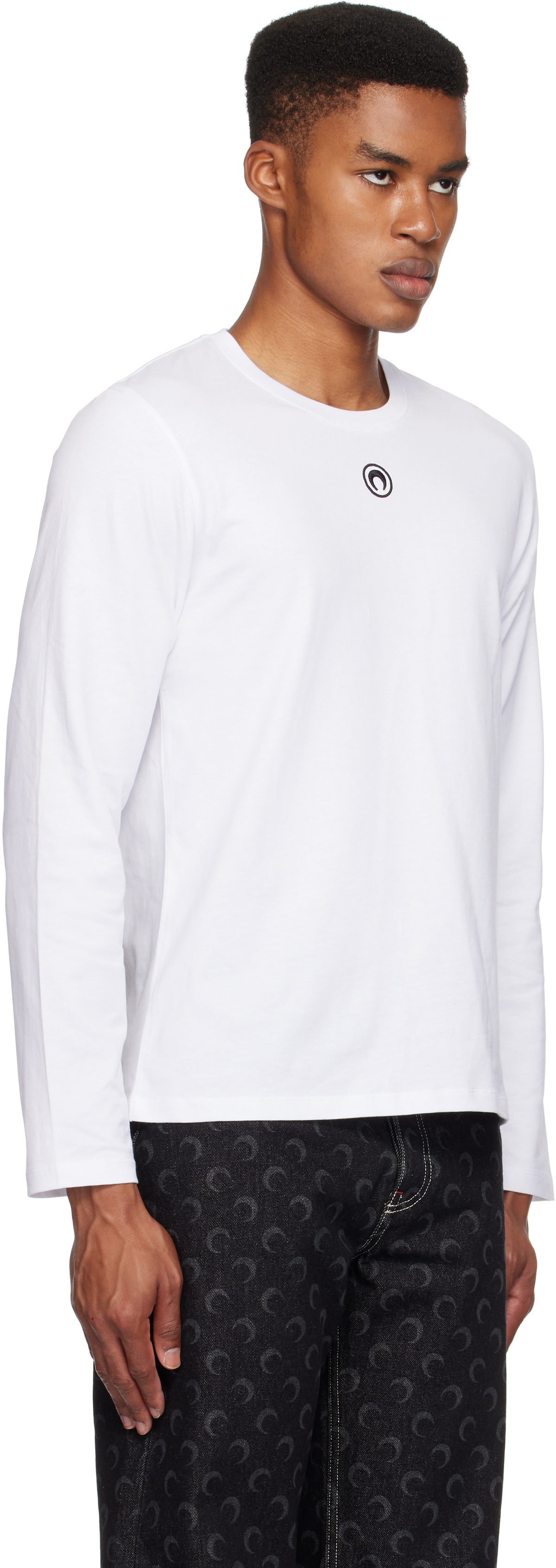Marine Serre White Plain Long Sleeve T-shirt Marine Serre