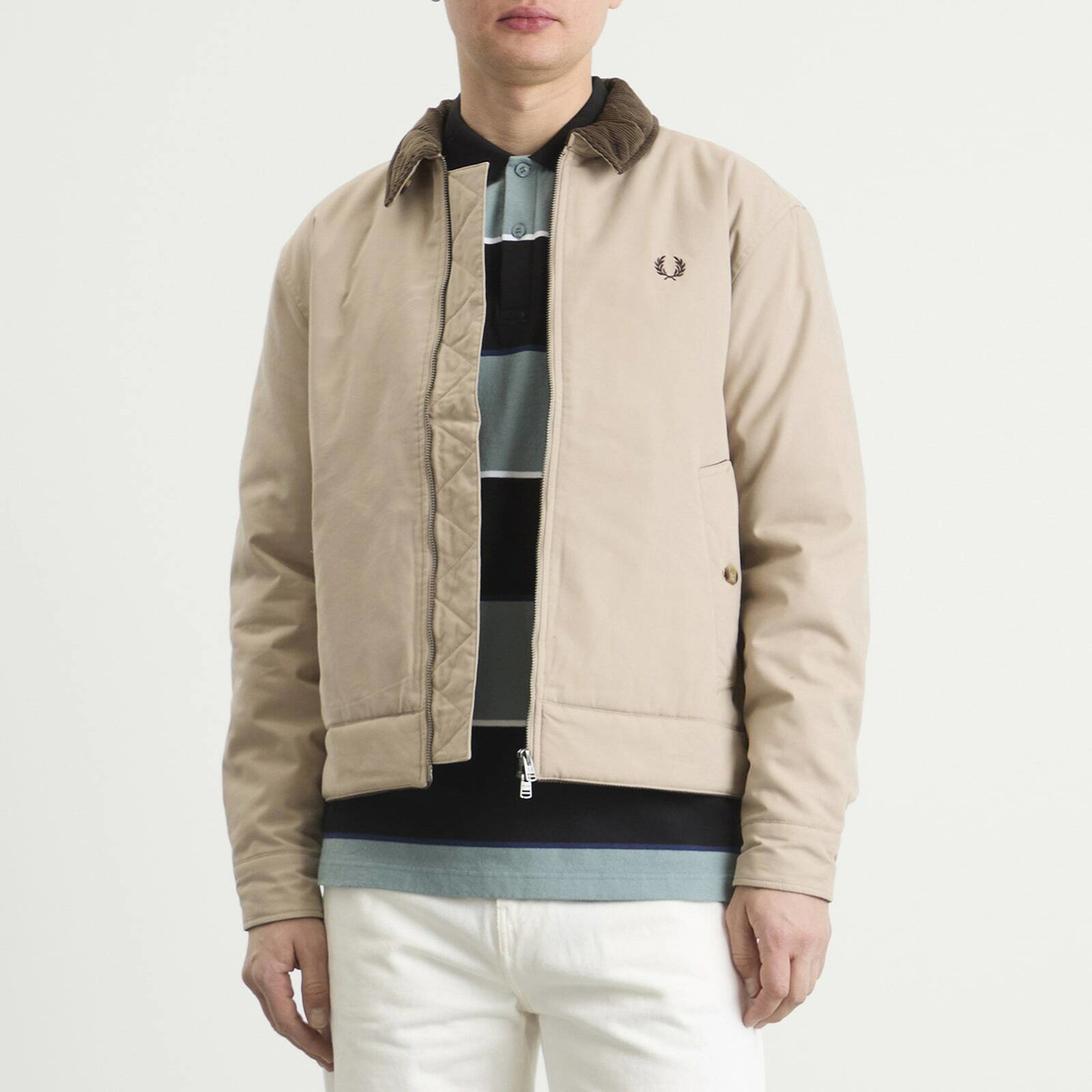 Fred Perry Men's Cotton Caban Jacket in Warm Oat Fred Perry