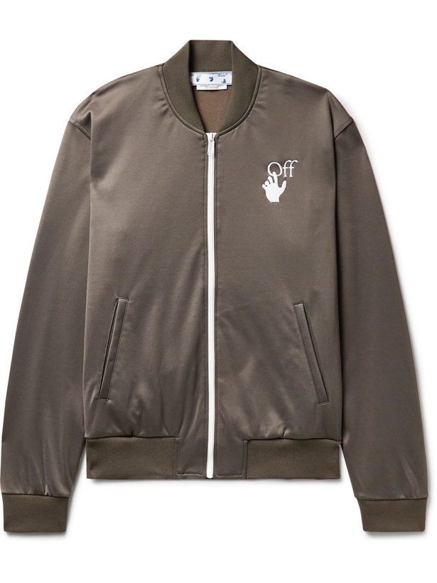 Photo: Off-White - Slim-Fit Embroidered Tech-Jersey Track Jacket - Brown
