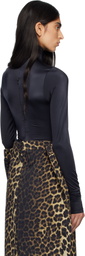 MARIE ADAM-LEENAERDT Black High Neck Body Zip Cover Top