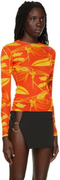 Louisa Ballou Orange Printed Long Sleeve T-Shirt
