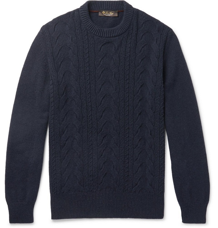 Photo: Loro Piana - Cable-Knit Baby Cashmere Sweater - Men - Navy