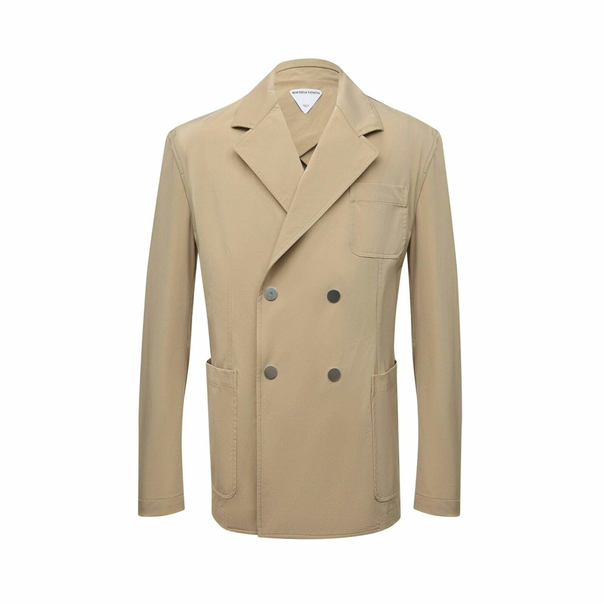【BOTTEGA VENETA】DOUBLE-BREASTED GRAIN DE POUDRE JACKET Bottega Veneta - Double-Breasted Satin-Trimmed Grain de