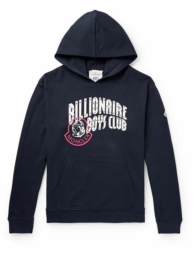 Photo: Moncler Genius - Billionaire Boys Club Logo-Print Appliquéd Cotton-Jersey Hoodie - Blue