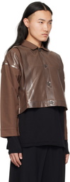 132 5. ISSEY MIYAKE Brown Tucked Foil Jacket