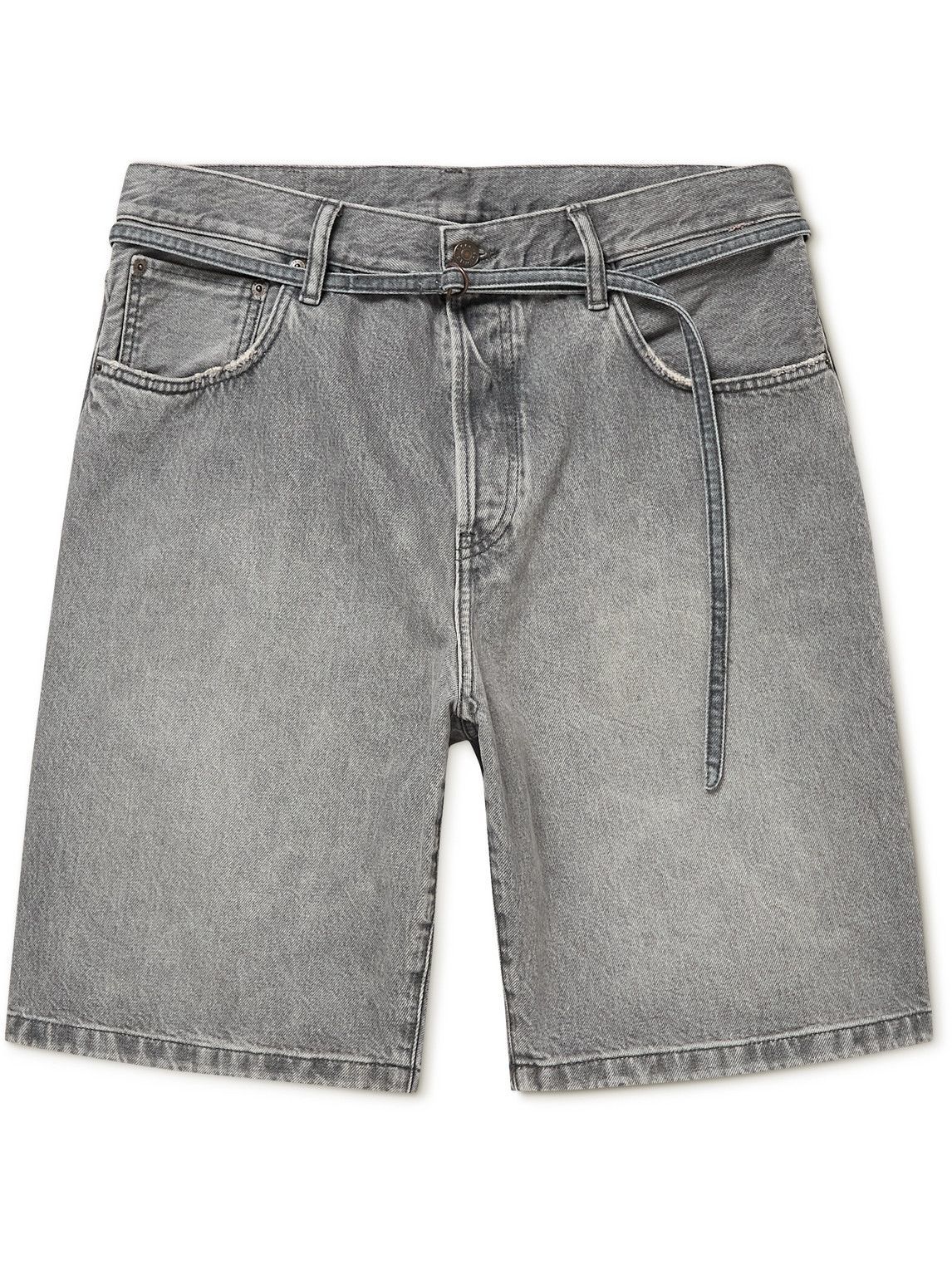 Acne Studios - Roland Straight-Leg Belted Denim Shorts - Gray Acne 