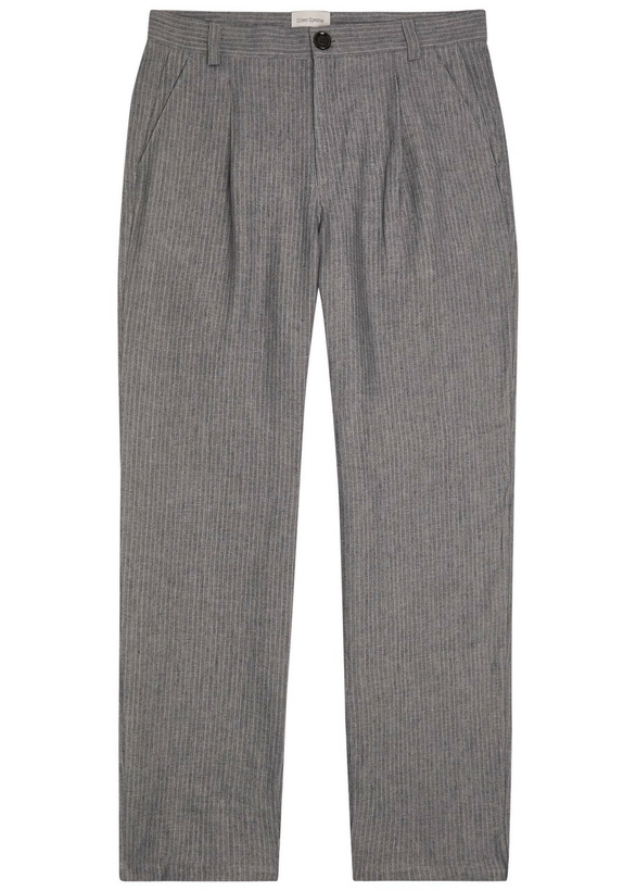 Photo: Oliver Spencer Wilkins Striped Straight-leg Linen Trousers Grey