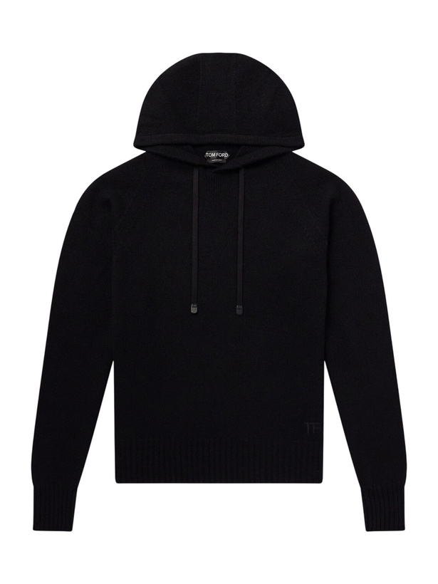 Photo: TOM FORD - Logo-Embroidered Cashmere Hoodie - Black