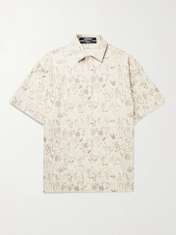 Photo: JACQUEMUS - Moisson Oversized Floral-Print Cotton and Linen-Blend Shirt - Neutrals