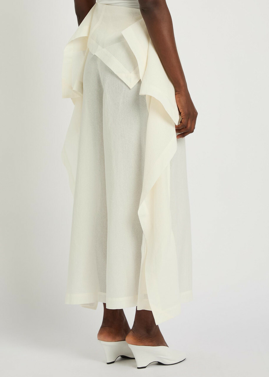 Issey Miyake Draped Wide-leg Paper-blend Trousers White