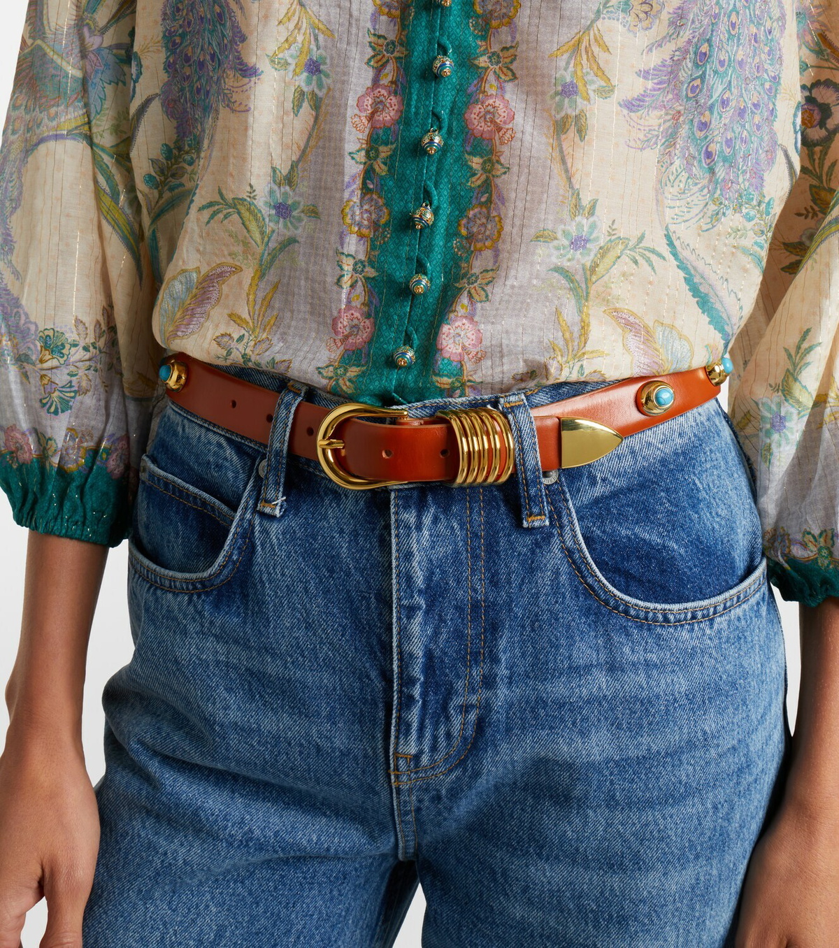 Déhanche Hollyhock embellished leather belt