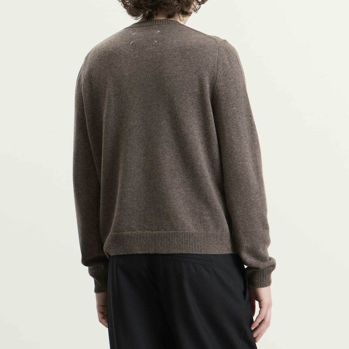 Maison Margiela Men's Fused Knit Sweater in Mud/Ecru