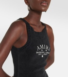 Amiri Logo ribbed-knit cotton-blend minidress