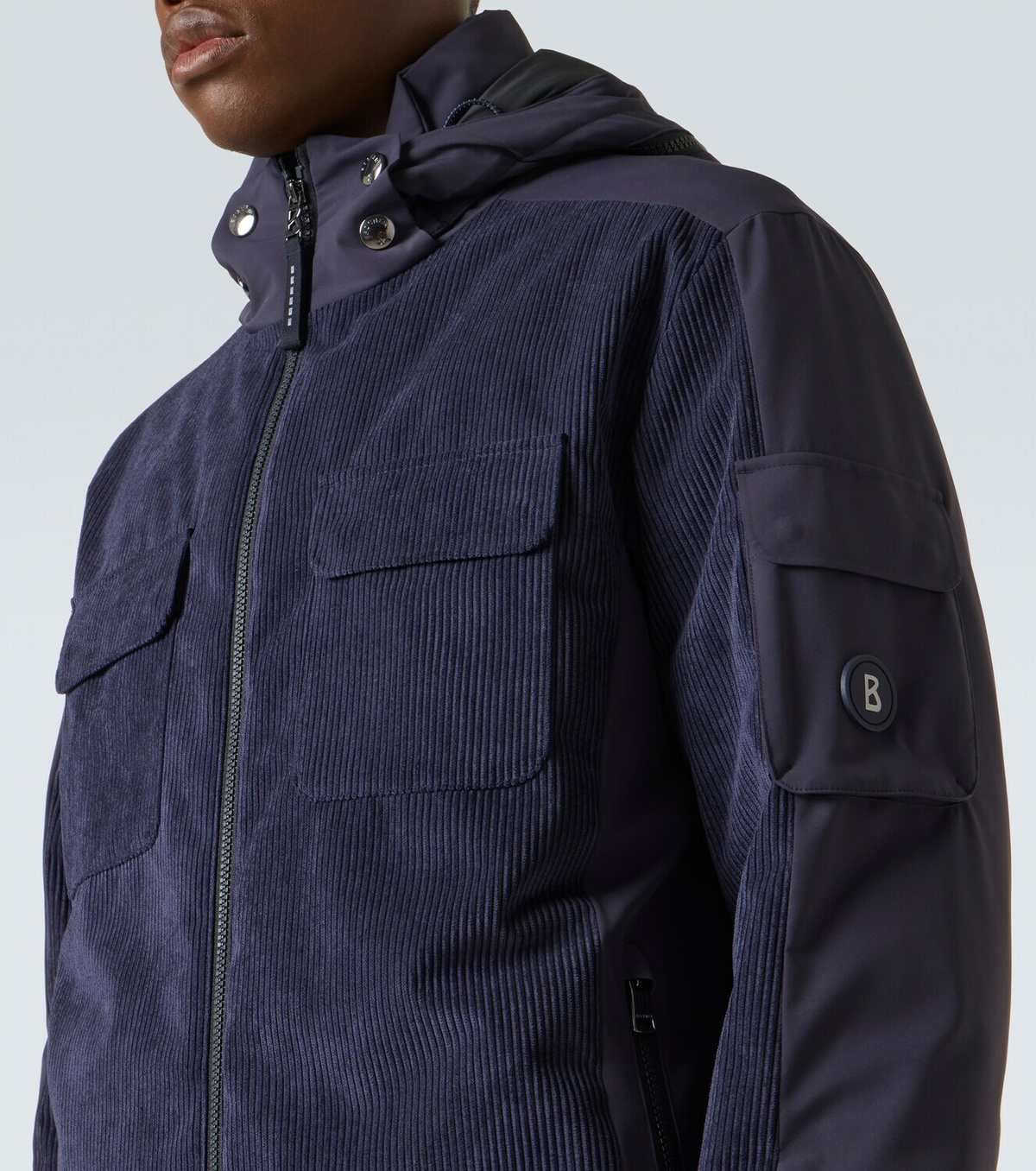 Bogner Cobe-D down-paneled ribbed-knit ski jacket
