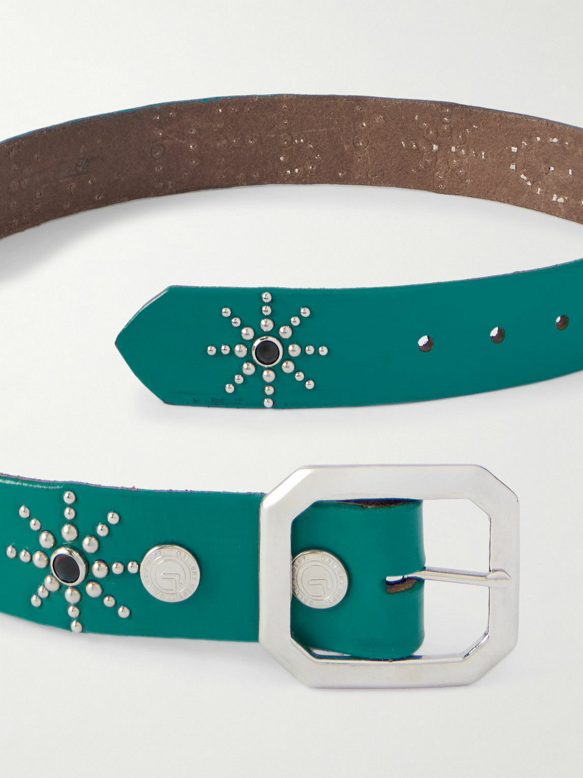 Gallery Dept. - Croc-Effect Trimmed Studded Leather Belt - Blue
