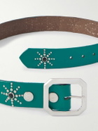 Gallery Dept. - Croc-Effect Trimmed Studded Leather Belt - Blue