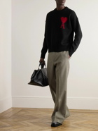 AMI PARIS - Logo-Intarsia Virgin Wool Sweater - Black