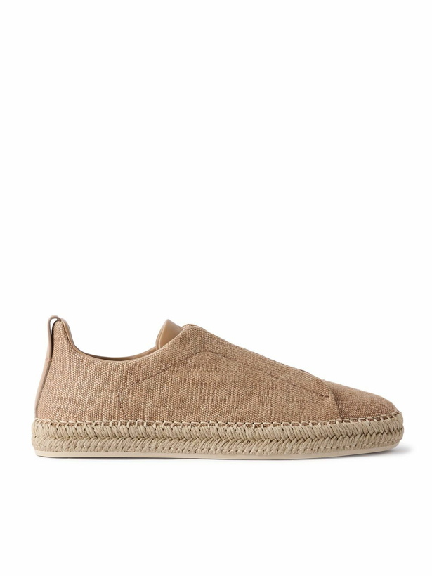 Photo: Zegna - Triple Stitch™ Leather-Trimmed Canvas Slip-On Sneakers - Brown