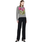 Maison Margiela Gray Brushed Alpaca V-Neck Sweater