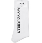 N/A - Intarsia Stretch Cotton-Blend Socks - Men - White