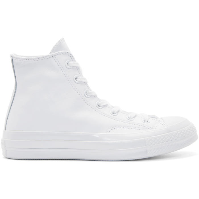 Photo: Converse White Leather Chuck Taylor All Star 70 Mono High-Top Sneakers