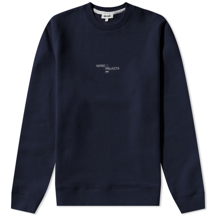 Photo: Norse Projects Men's Vagn Nautical Logo Crew Sweat in Dark Navy