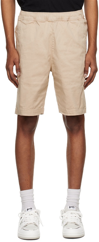 Photo: AAPE by A Bathing Ape Beige Embroidered Shorts